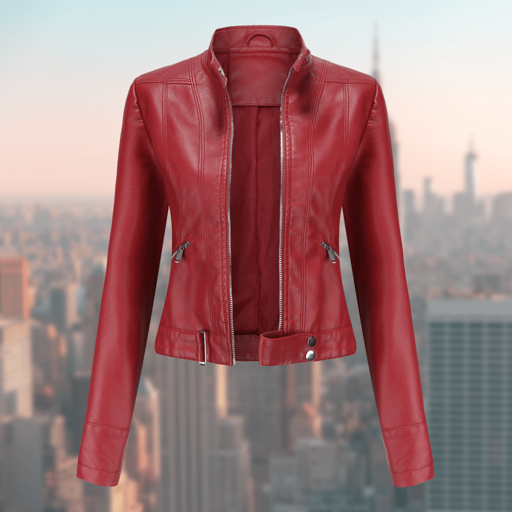 Elegante paarse damesjas van JaquelinesJacket. Een trendy en stijlvol leren jack, perfect voor modieuze looks.