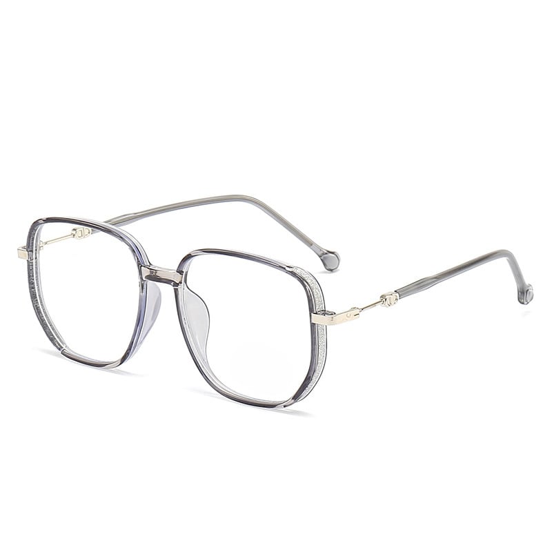 Grijs Livia montuur: unisex multifocale leesbril met anti-blauw licht, stijlvol en duurzaam.