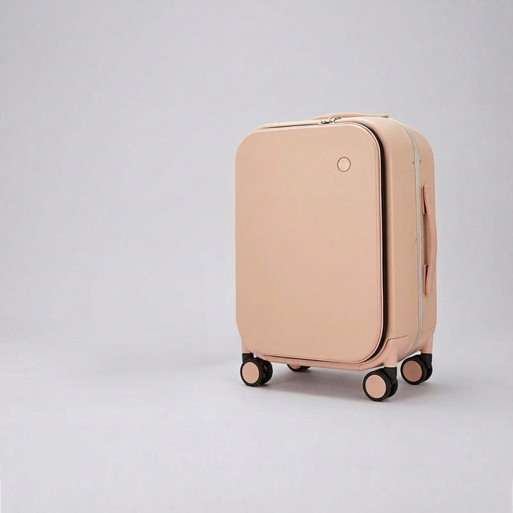 Georganiseerde reiskoffer met stille wielen en diverse vakken voor efficiënte bagage.