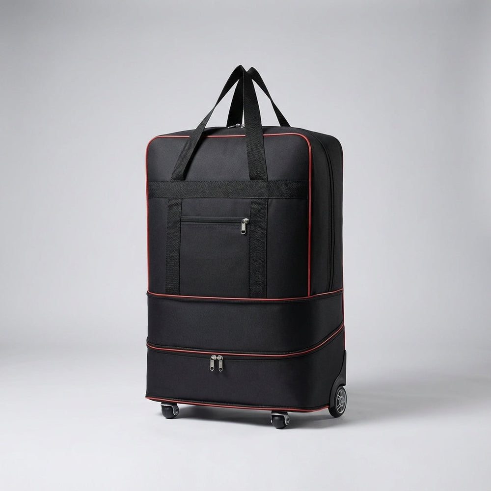 De RollPacko opvouwbare duffel met wielen, een flexibele reispartner die compact opbergt en gemakkelijk rolt.
