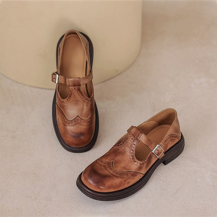 Retro platform Mary Jane schoenen met T-bandje, comfortabele hakken voor dames, casual chic.