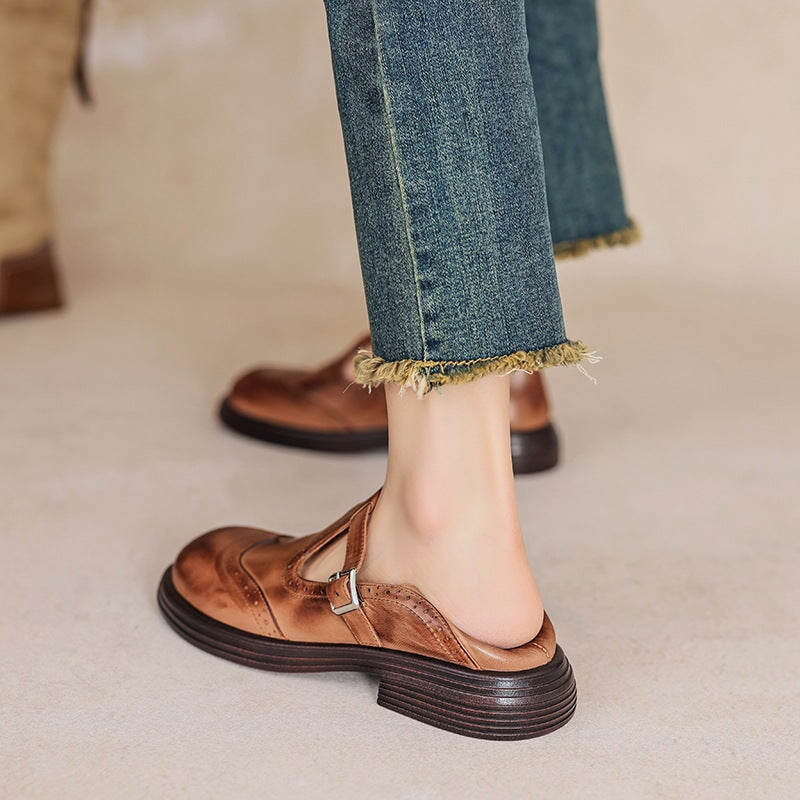 Modieuze dames platform Mary Jane schoenen met T-bandje, retro design, comfortabele pumps.