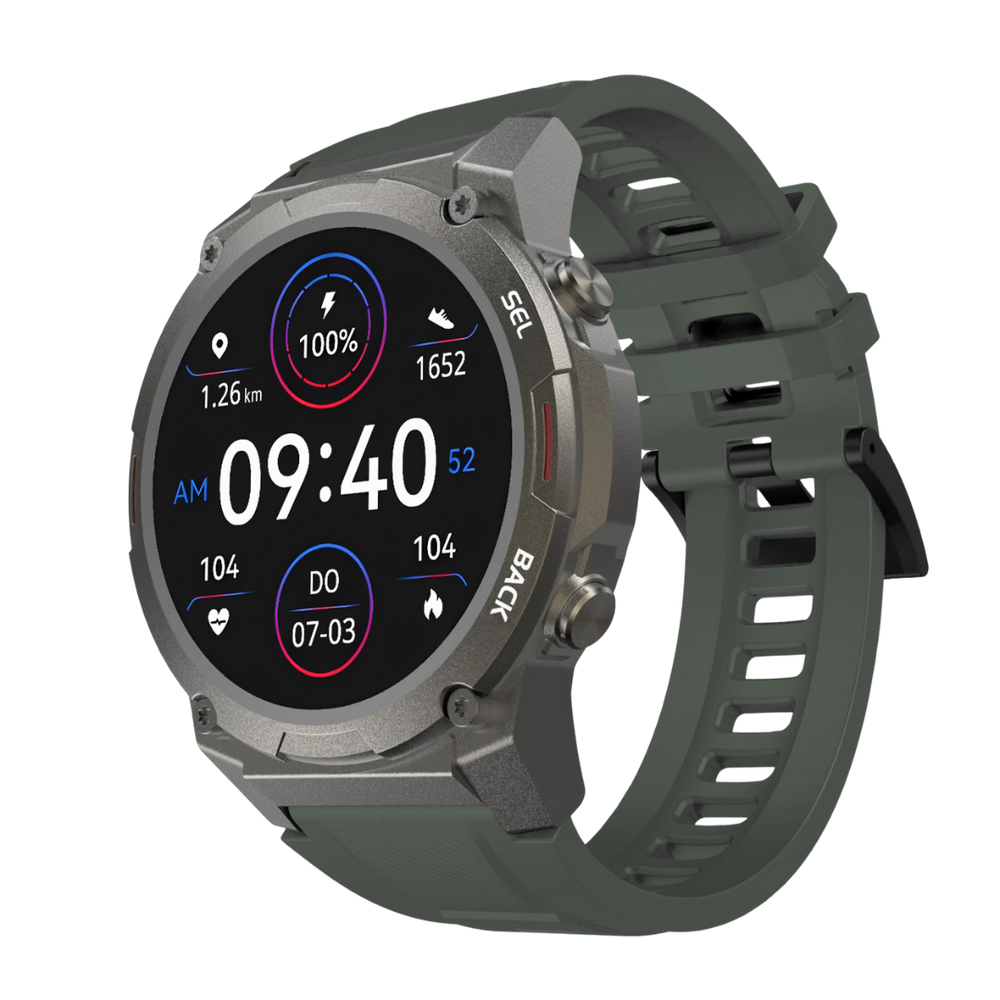 Unisex Pulse XR polshorloge in aluminium met siliconen band, ideaal voor sport en gezondheidsmonitoring.