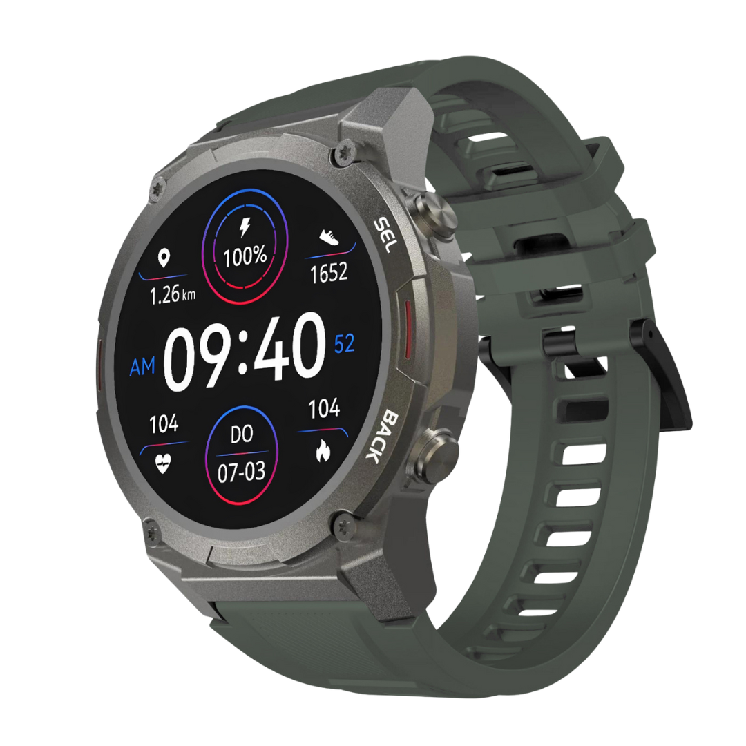 Unisex Pulse XR polshorloge in aluminium met siliconen band, ideaal voor sport en gezondheidsmonitoring.