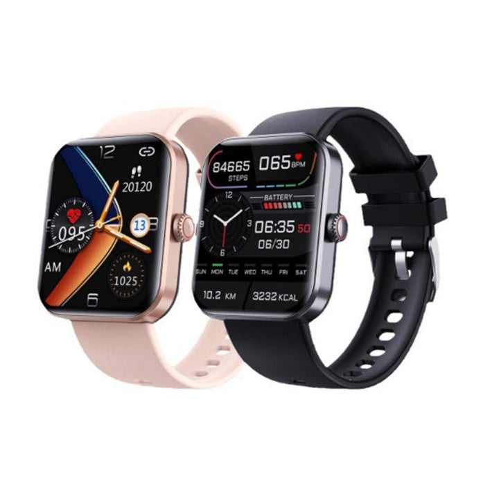 Display van de bloedsuiker smartwatch toont actuele hartslag en glucosewaarden. Overzichtelijk en duidelijk.
