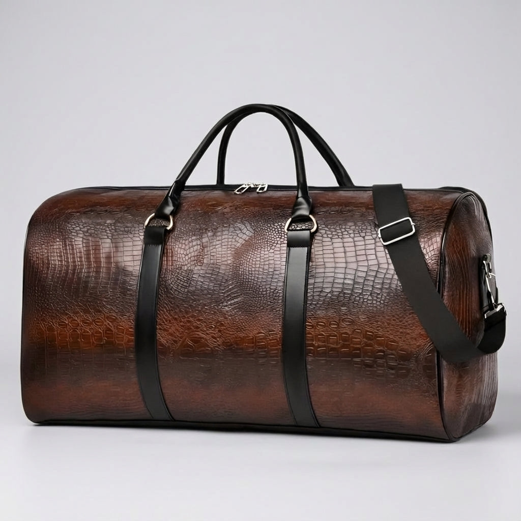 Zwarte Spaceline reistas, veelzijdige duffelbag met verstelbare band, ideaal voor korte trips en als handbagage.
