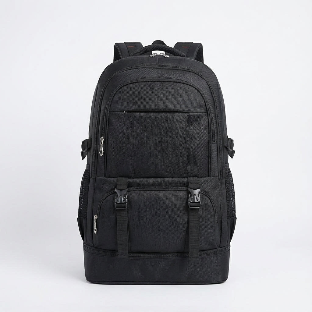 Uitbreidbare reisrugzak (Expedion) met grote capaciteit, perfect voor trekking, kamperen en langere reizen.