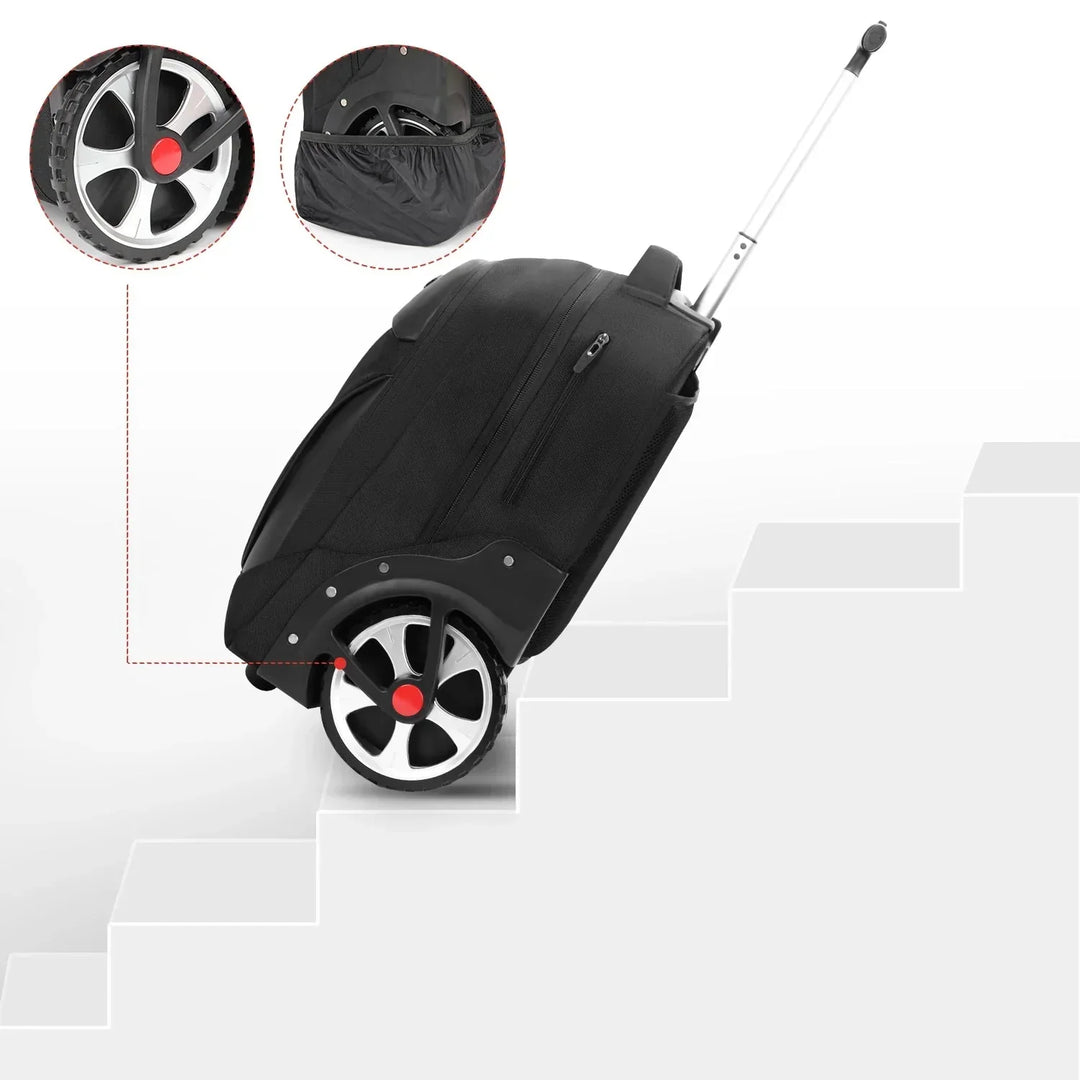 Zwarte unisex rolrugzak Helsinki voor laptop, ideaal als handbagage of reisrugzak voor zakelijk gebruik.