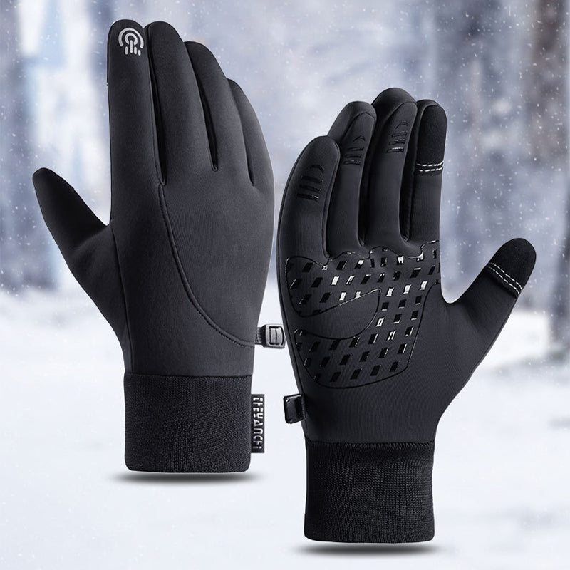 Stijlvolle zwarte verwarmbare winterhandschoenen, unisex, met verstelbare pasvorm en effectieve warmte bij vriesweer.