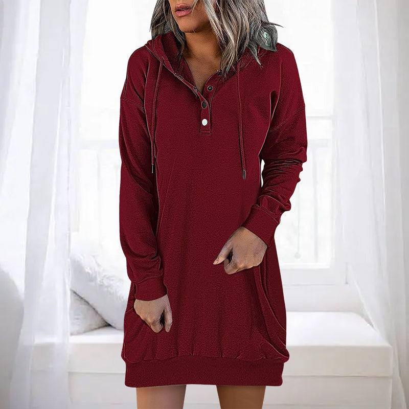 Valeria dames hoodie jurk; de ideale casual en comfortabele lange hoodie voor vrouwen.