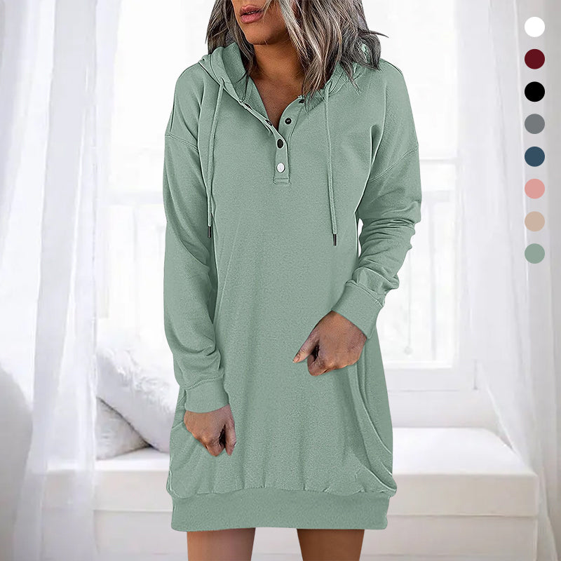 Elegante Valeria hoodie jurk voor dames; veelzijdige lange hoodie perfect voor loungewear.
