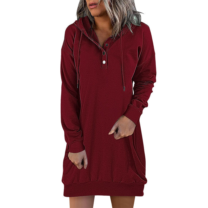 Veelzijdige 'Valeria' lange dames hoodie jurk; elegant design voor streetwear en comfort.