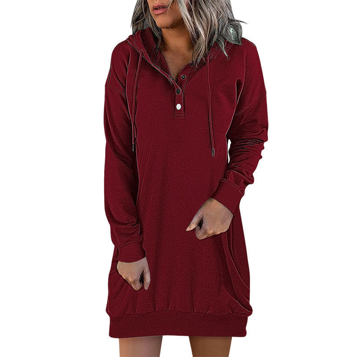 Veelzijdige 'Valeria' lange dames hoodie jurk; elegant design voor streetwear en comfort.