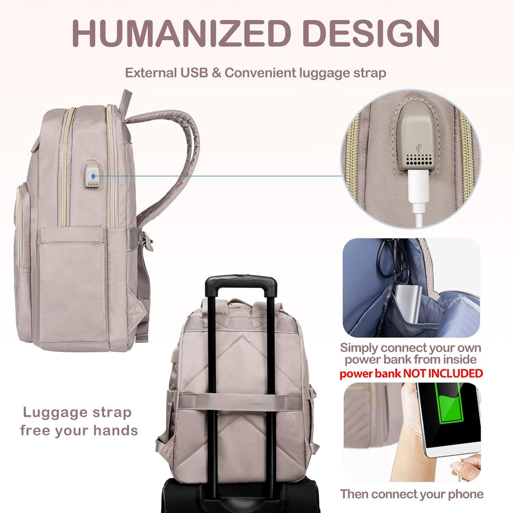 Lichtgewicht waterdichte laptoprugzak voor dames (15.6"), perfect voor pendelen of dagelijks gebruik.
