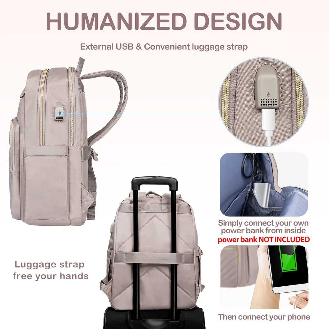 Lichtgewicht waterdichte laptoprugzak voor dames (15.6"), perfect voor pendelen of dagelijks gebruik.
