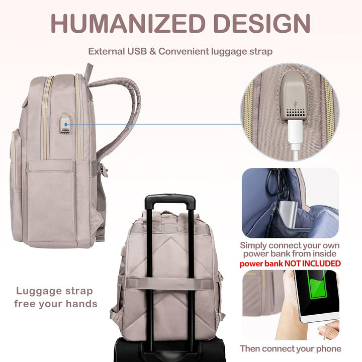 Lichtgewicht waterdichte laptoprugzak voor dames (15.6"), perfect voor pendelen of dagelijks gebruik.