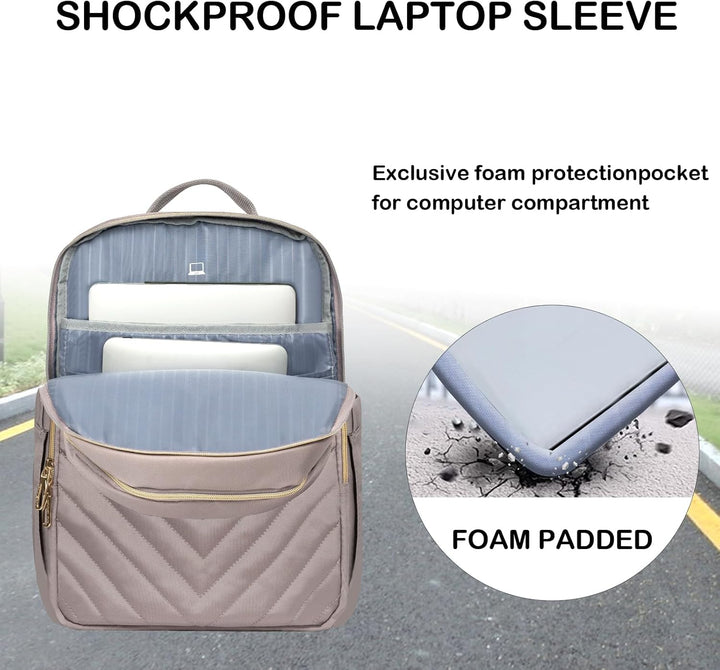 Stijlvolle zwarte damesrugzak 15.6" met USB-oplaadpoort, waterdicht en lichtgewicht.