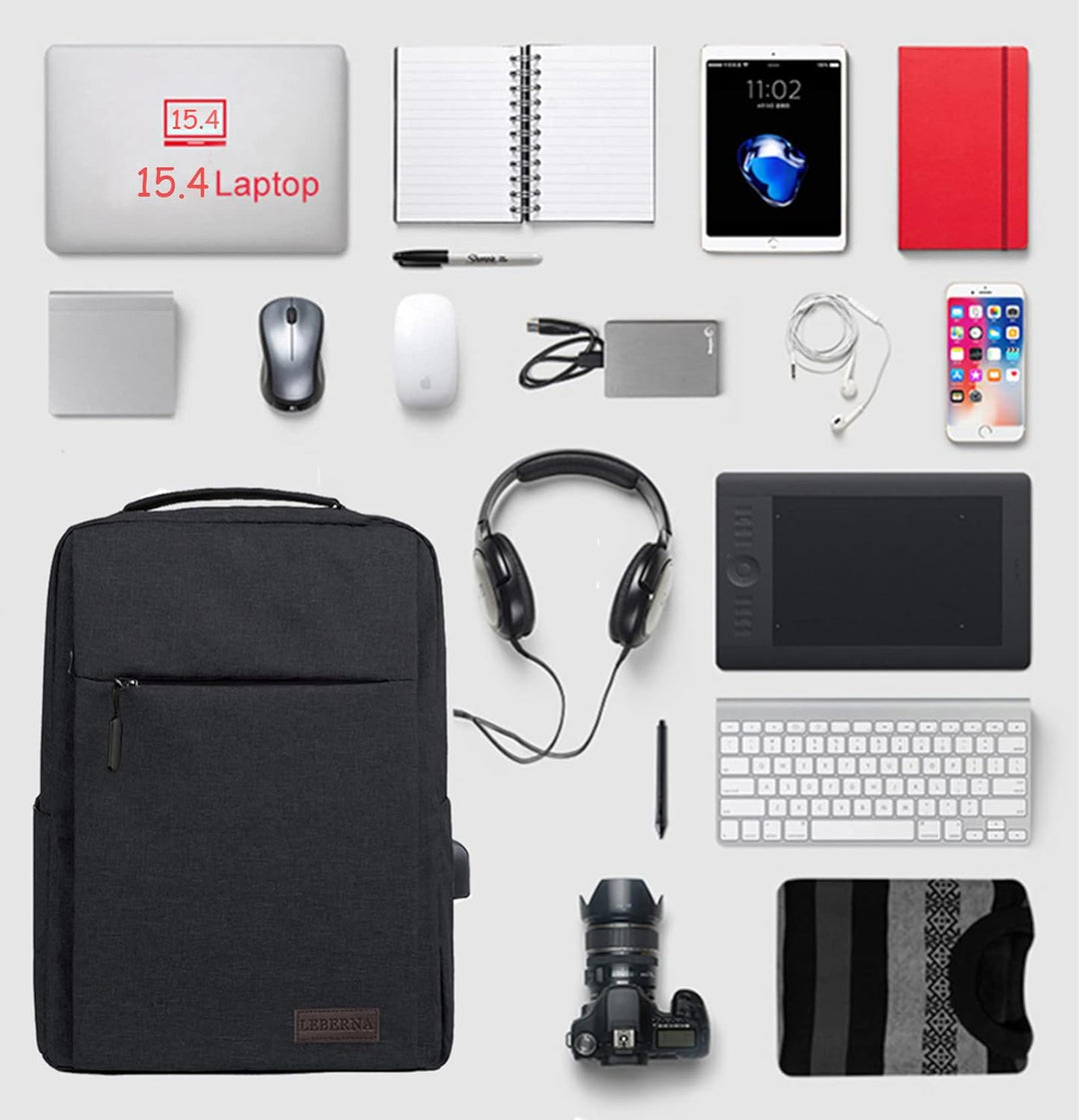 Waterdichte organisatierugzak met USB-functionaliteit, slimme vakken en comfortabel design. Accessoires zijn veilig.