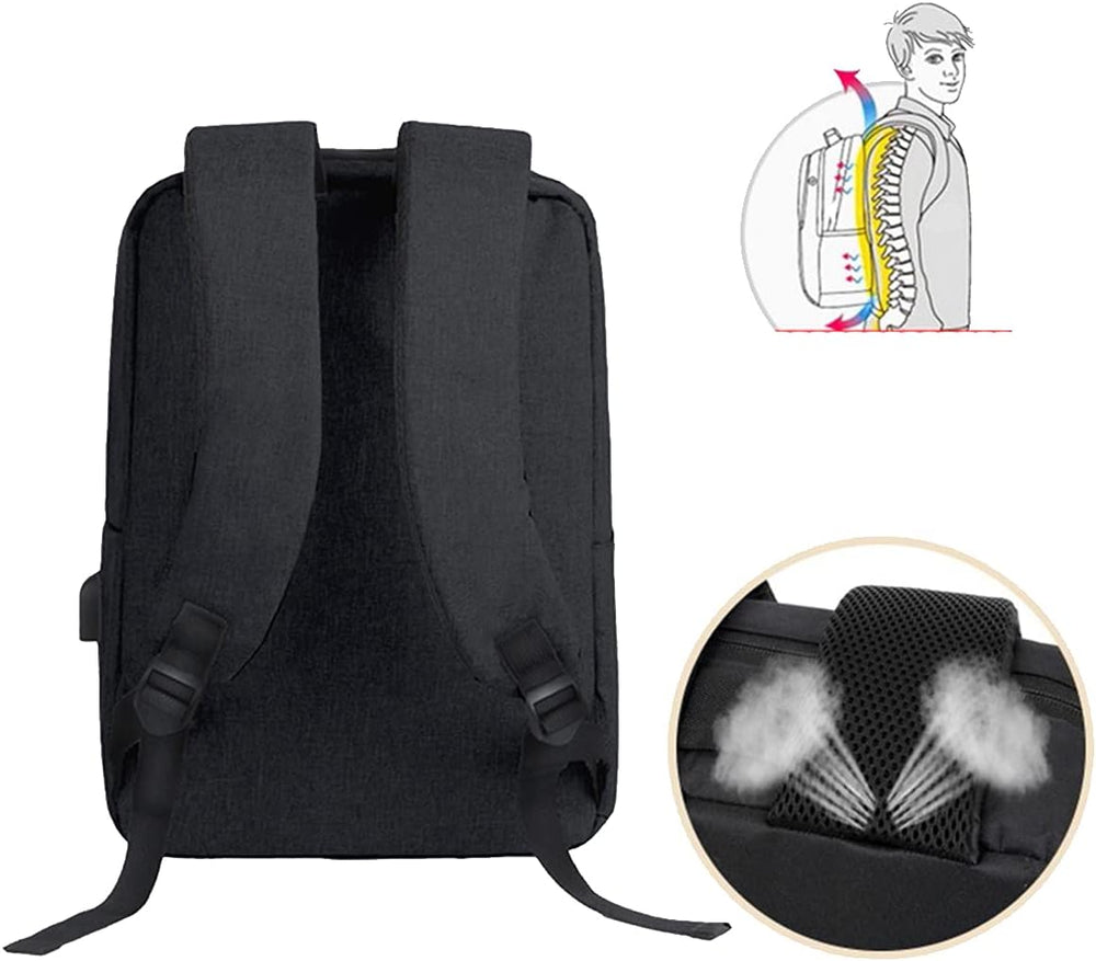 Slanke grijze waterdichte rugzak met USB-poort; beschermt laptop & essentials tijdens pendelen.
