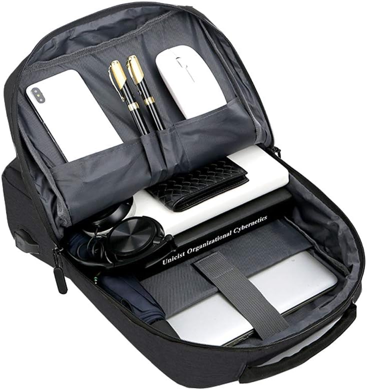 Compacte unisex laptoprugzak met geïntegreerde USB-oplaadpoort voor onderweg. Perfect voor werk.