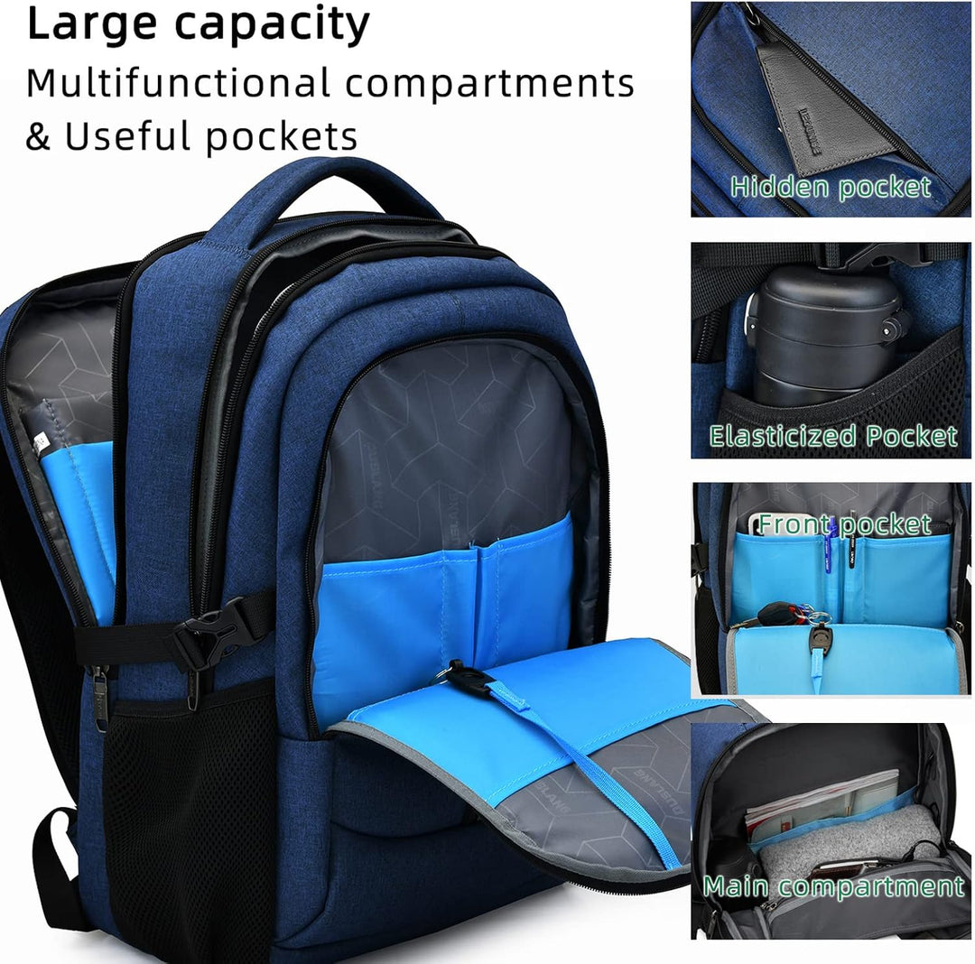 Unisex laptoprugzak met geïntegreerde USB-oplaadpoort en georganiseerde vakken voor dagelijks gebruik.