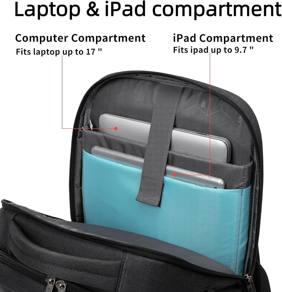 Georganiseerde schooltas met documentenmap, USB-poort en comfortabele pasvorm.
