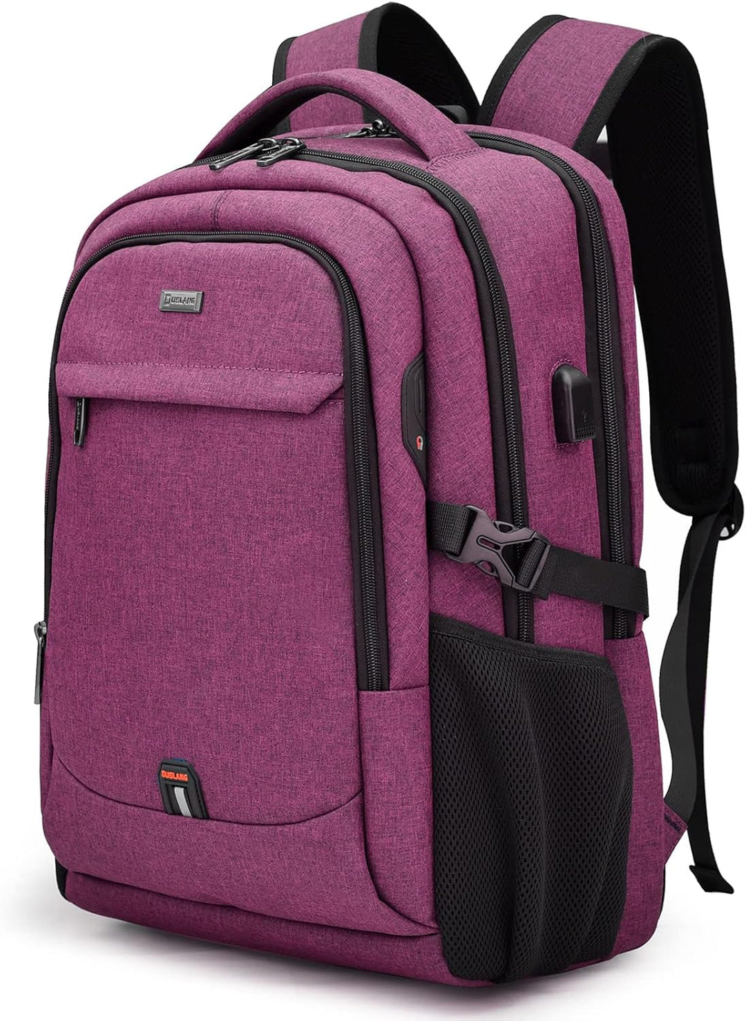 Moderne schoolrugzak, waterafstotend, met USB-poort en ruimte voor boeken en laptop.