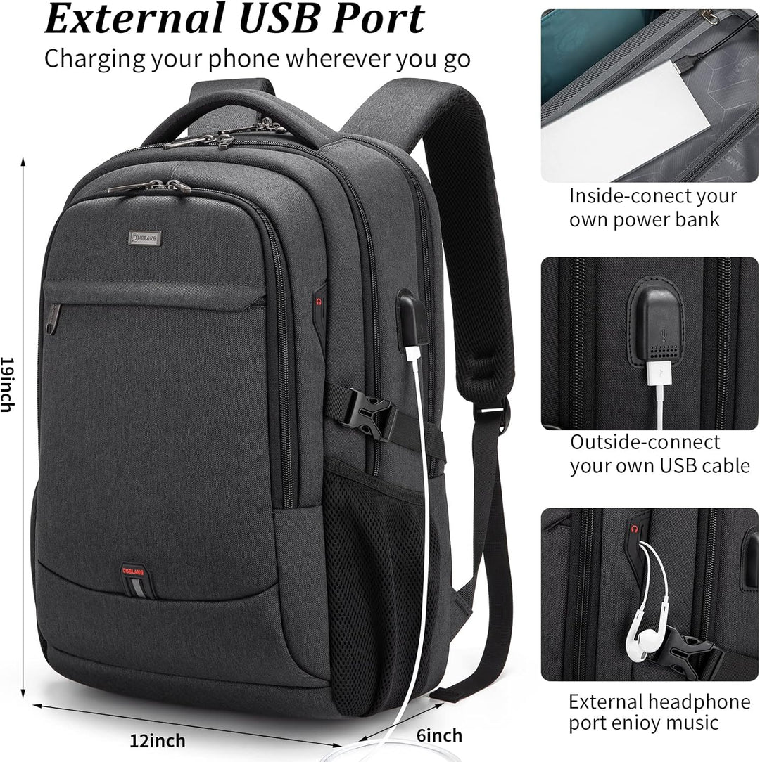 Compacte en stijlvolle dagrugzak, waterdicht, met USB-poort en snelle toegang tot spullen.