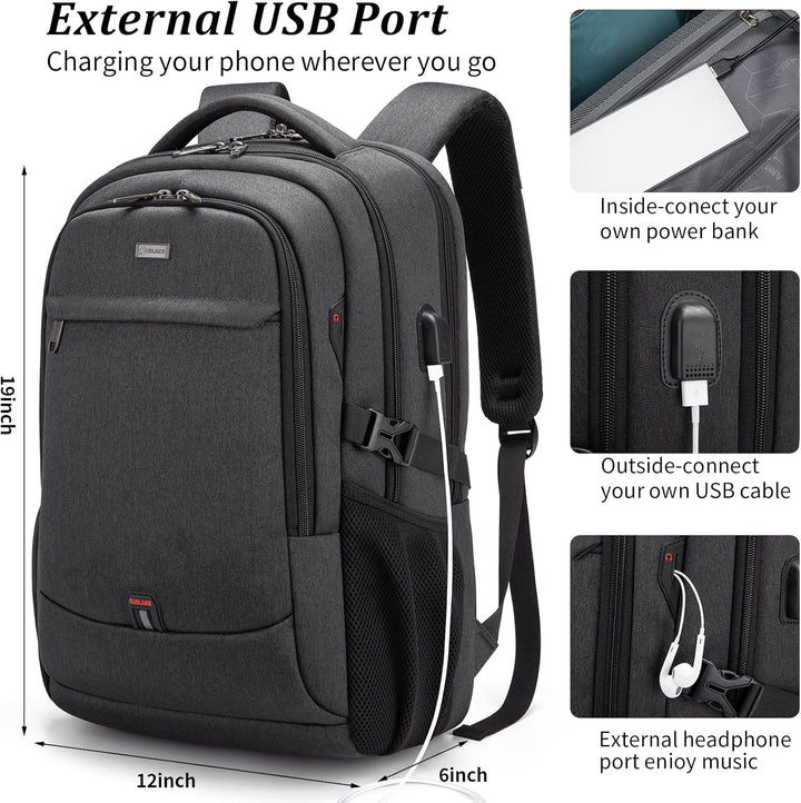 Compacte en stijlvolle dagrugzak, waterdicht, met USB-poort en snelle toegang tot spullen.