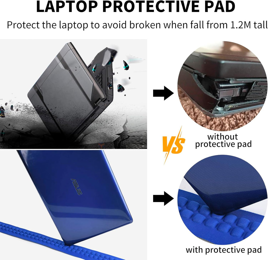 Een open rugzak toont het gevoerde laptopvak en de USB-kabelaansluiting.