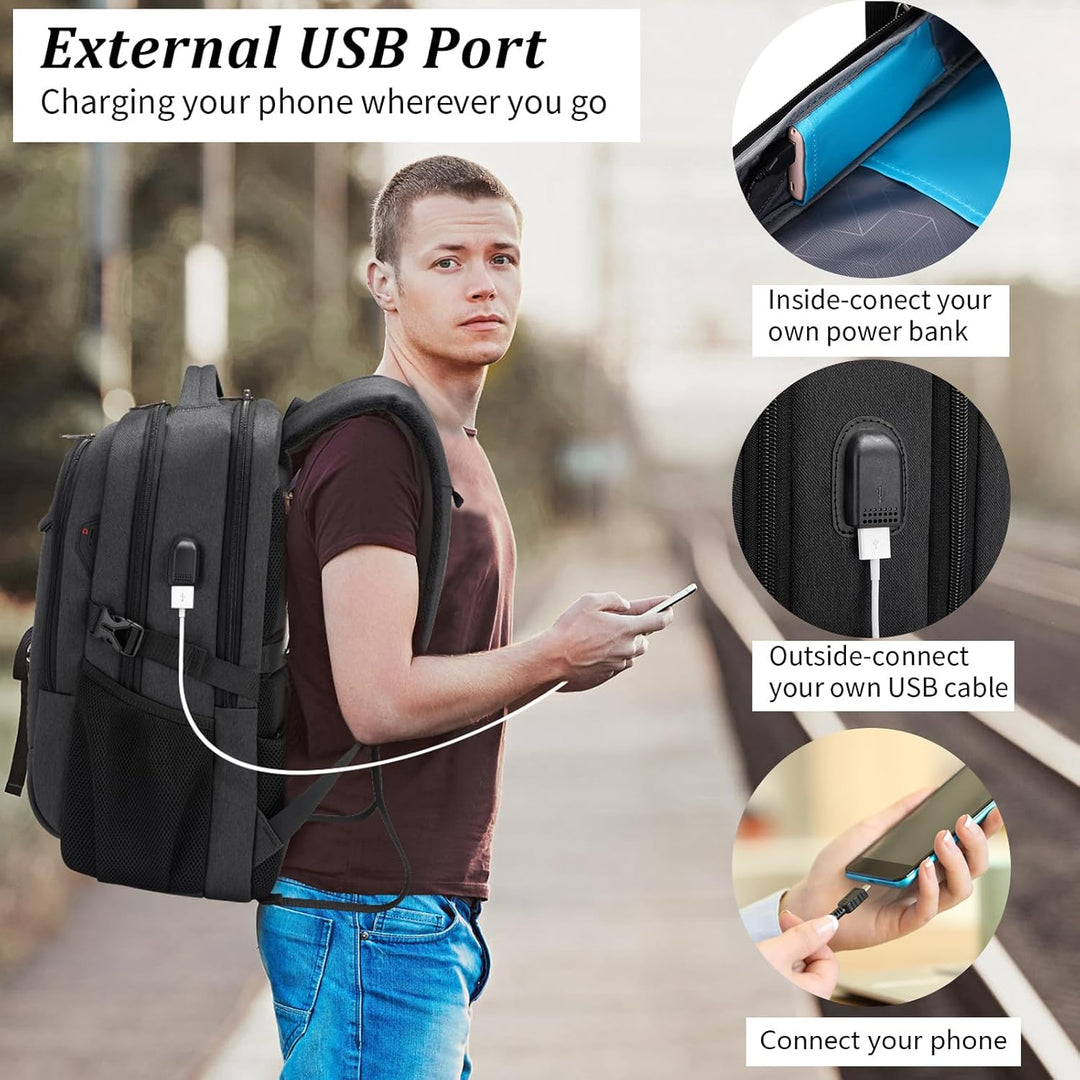 Duurzame en waterdichte rugzak met USB-poort, ontworpen voor dagelijks gebruik.