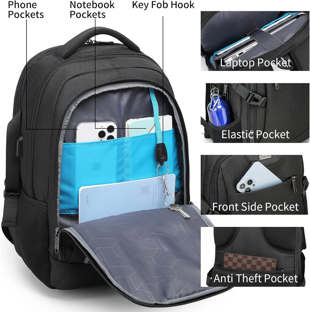 Comfortabele anti-diefstal rugzak met USB-poort en geventileerd rugpaneel.