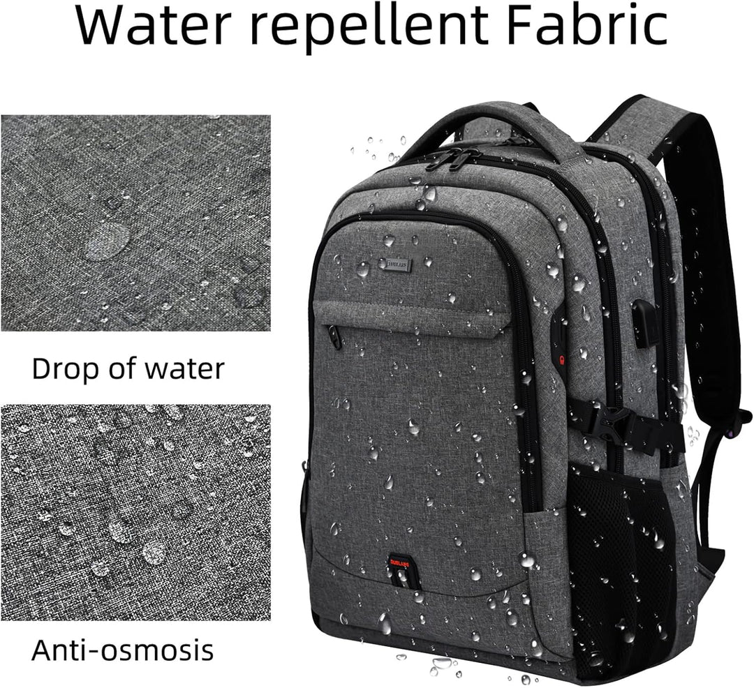 Duurzame unisex schooltas met USB-poort, versterkte bodem en makkelijke toegang.