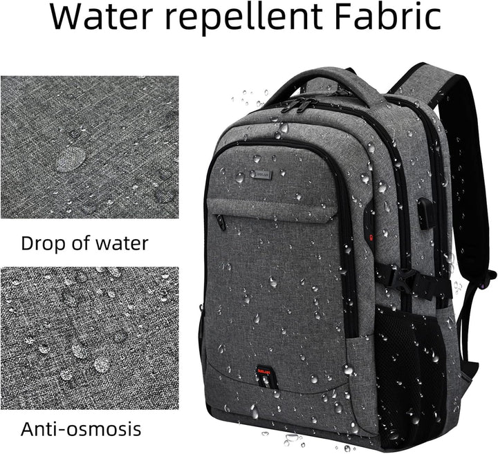 Duurzame unisex schooltas met USB-poort, versterkte bodem en makkelijke toegang.
