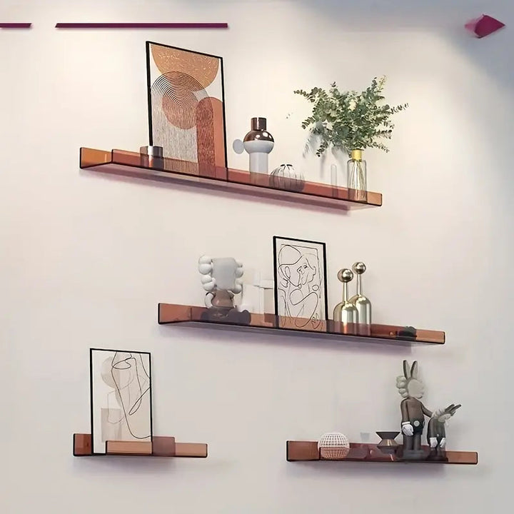 Zwevende industriële wandplank van hout & metaal. Stijlvolle opbergoplossing voor modern interieur.