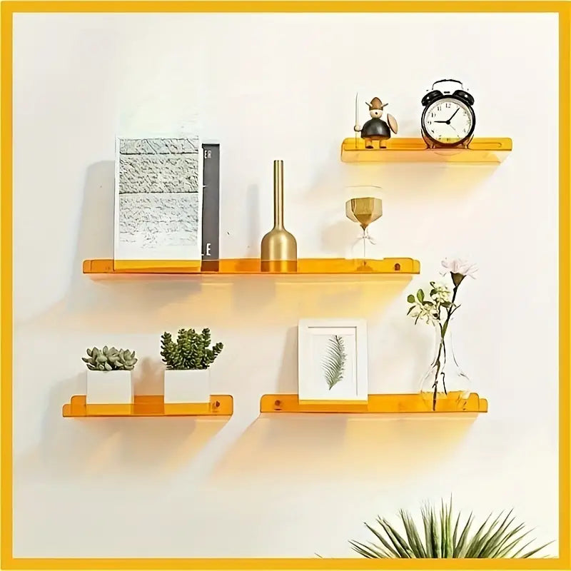 Robuuste industriële zwevende wandplank van metaal en hout. Functionele en decoratieve opbergoplossing.